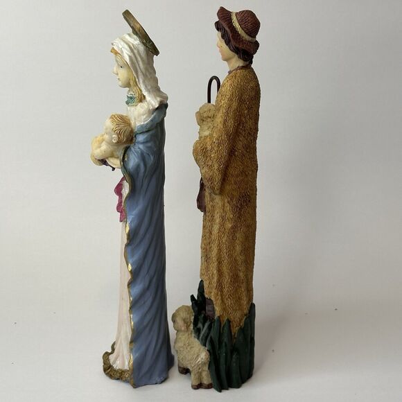 Mary, Joseph, Baby Jesus Christmas Plastic Figurines Set of 2 Slender Religious - Picture 12 of 13